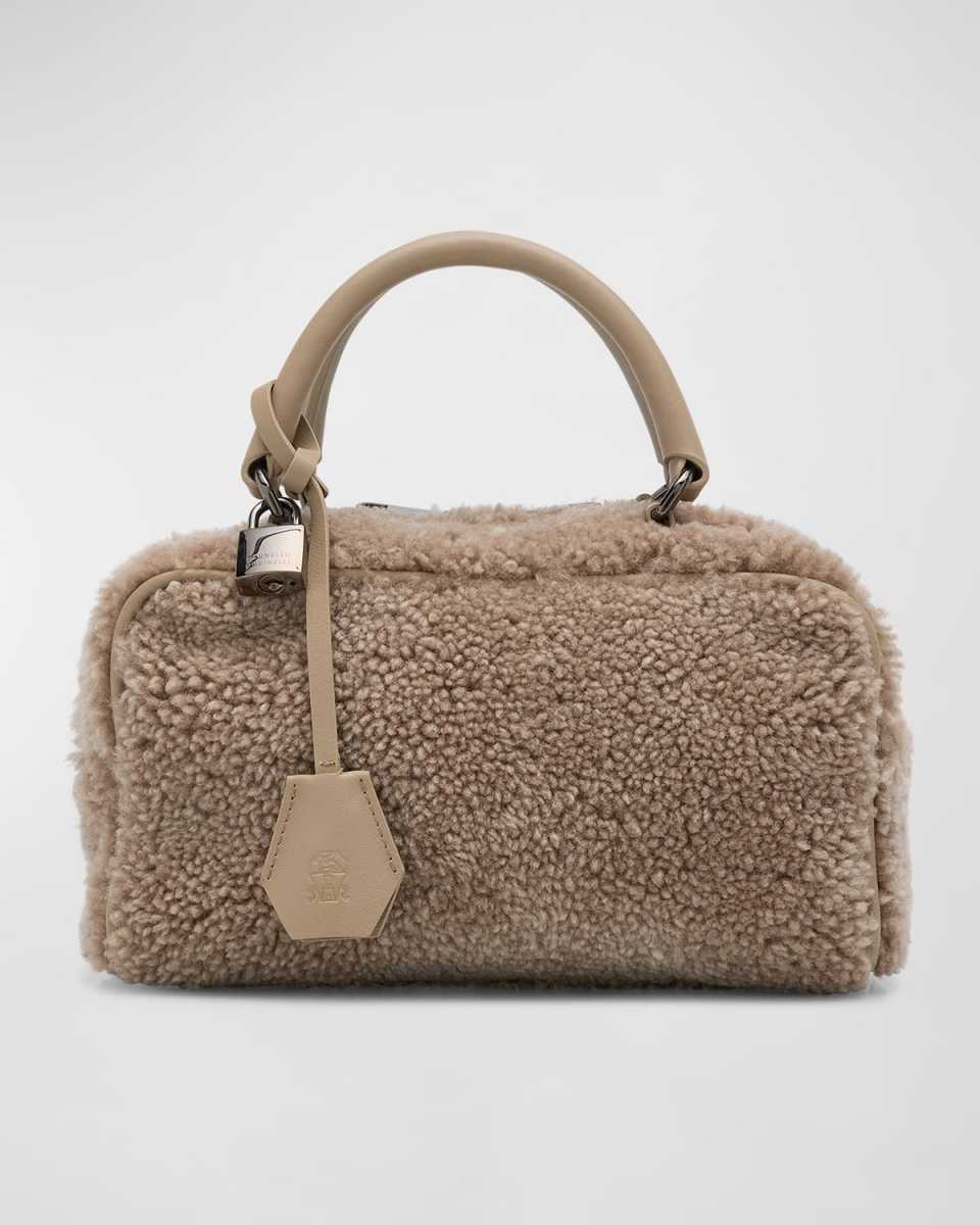 Boston Lamb Shearling Top-Handle Bag
